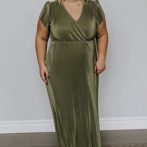 Baltic Born Athena Pleated Maxi Dress- Sage Green- Size XXL